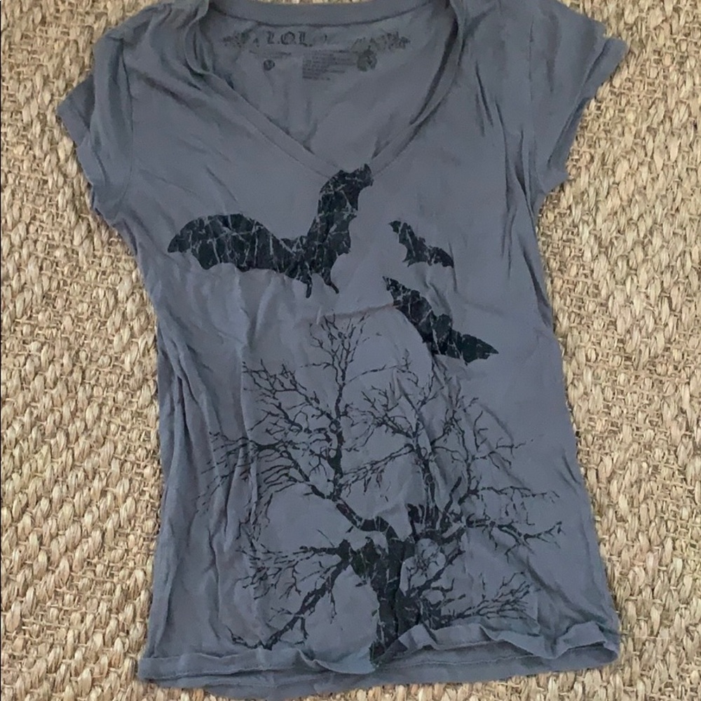 short sleeve shirt with black bats